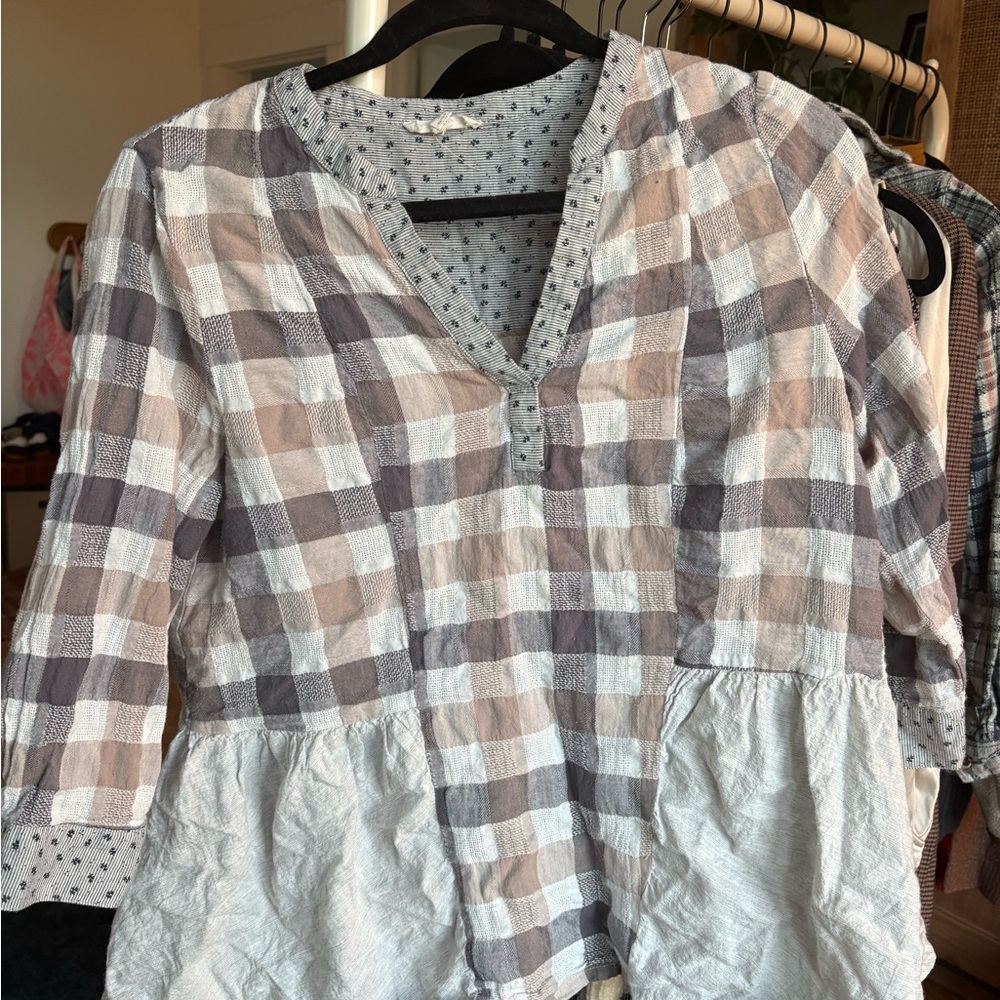 Plaid V-Neck Women's Top